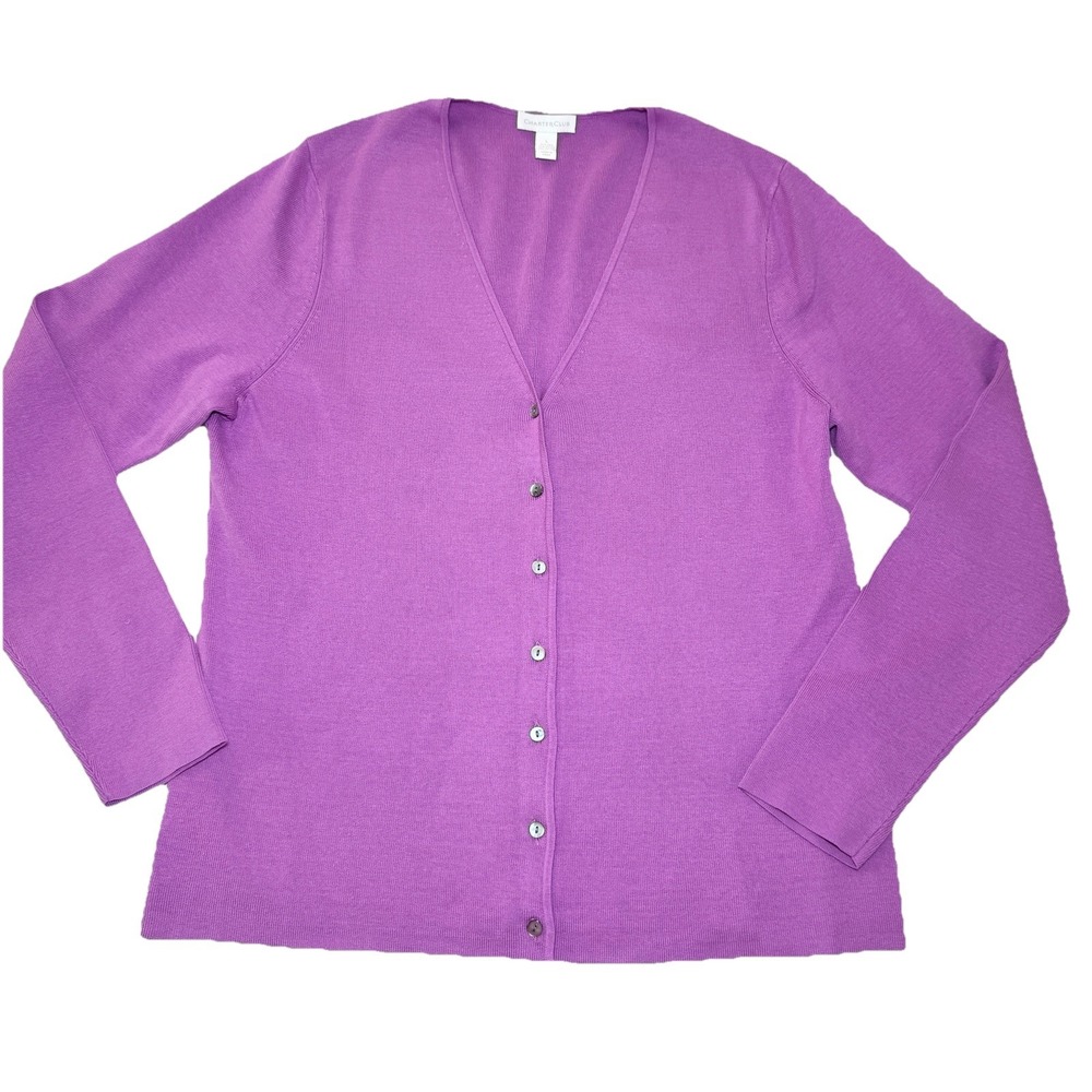Charter Club Purple Button-Front Cardigan